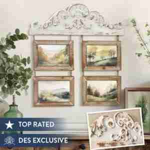 Distressed Wall Corbet With Hanging Frames