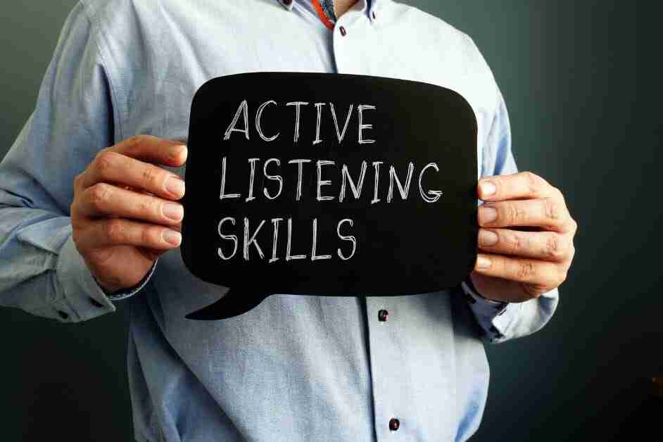 Active Listening Skills on a black board