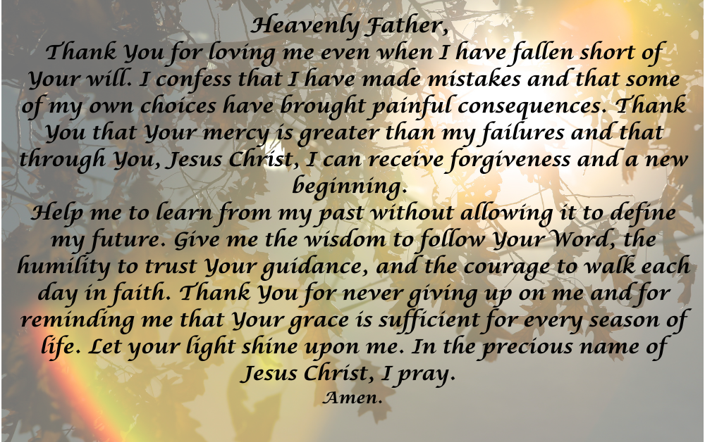 God's Grace Covers Mistakes, Failures and Regrets 2 Prayer-God's Grace