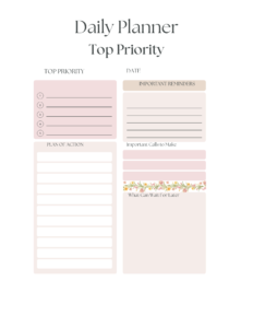 Get Things Done Daily Planner Top Priority Page