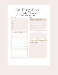 Get Things Done Planner Just For Me Time Page